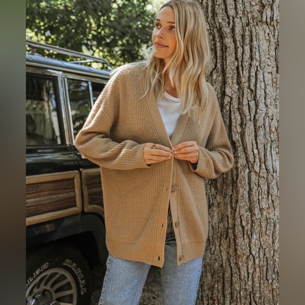 NWT Jenni Kayne Cashmere Cocoon Cardigan in Camel, size xxs